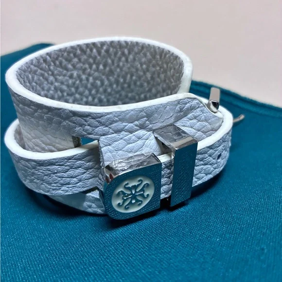 Rustic Cuff White and Silver Bracelet - Picture 5 of 13